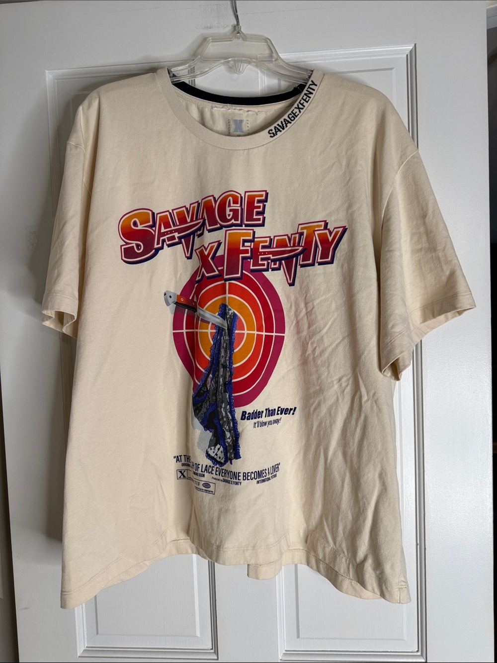 Savage X Fenty Cream and Black Graphic Tee - 2X Rhiannon badder than ever